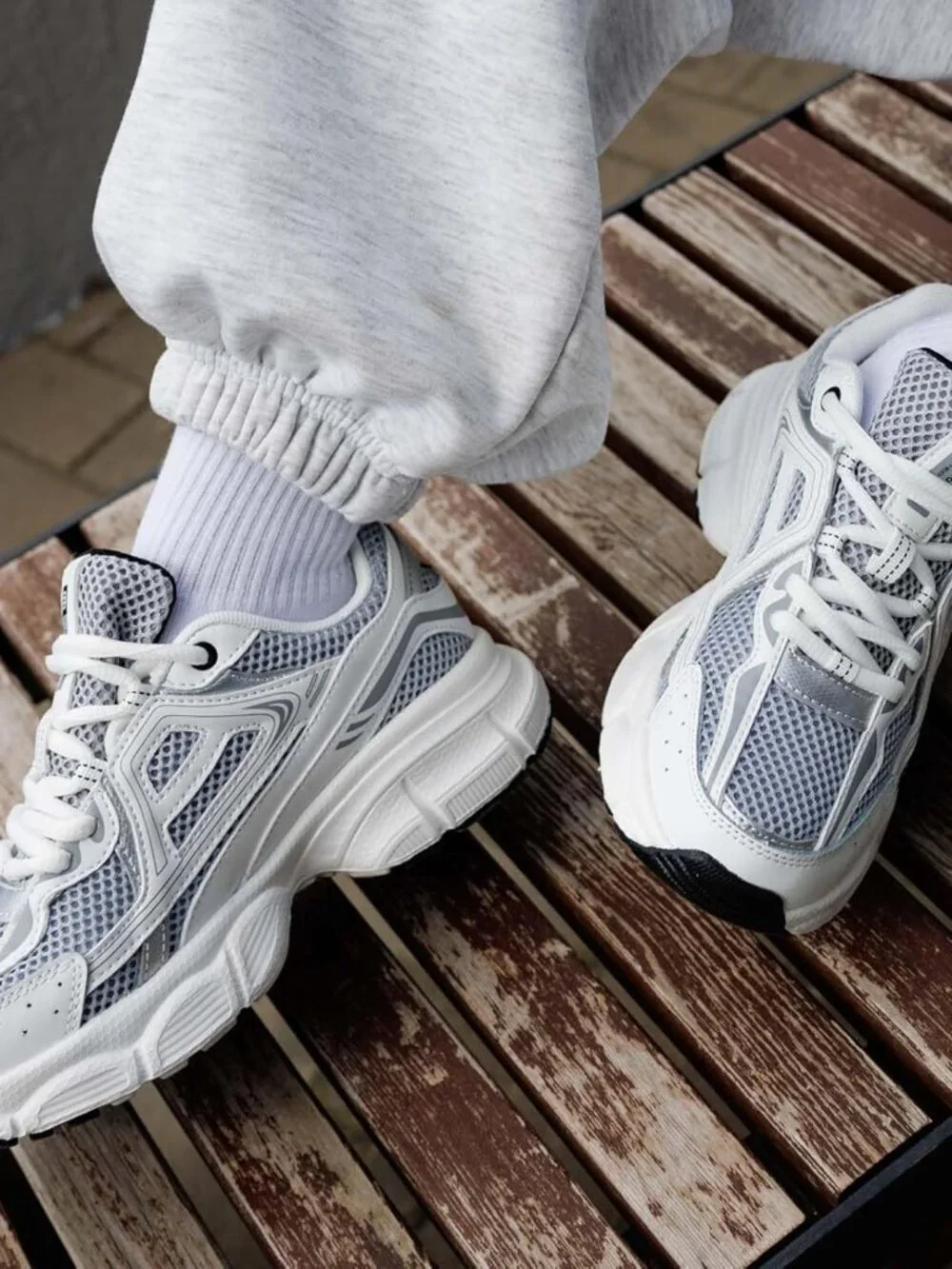 Women's Grey Chunky Fashion Sneakers Casual Sports Shoes Mesh Athletic